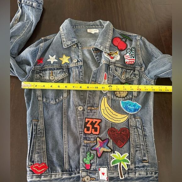 Sunset + Spring Patched Denim Jacket-Womens Size Small - Picture 9 of 13